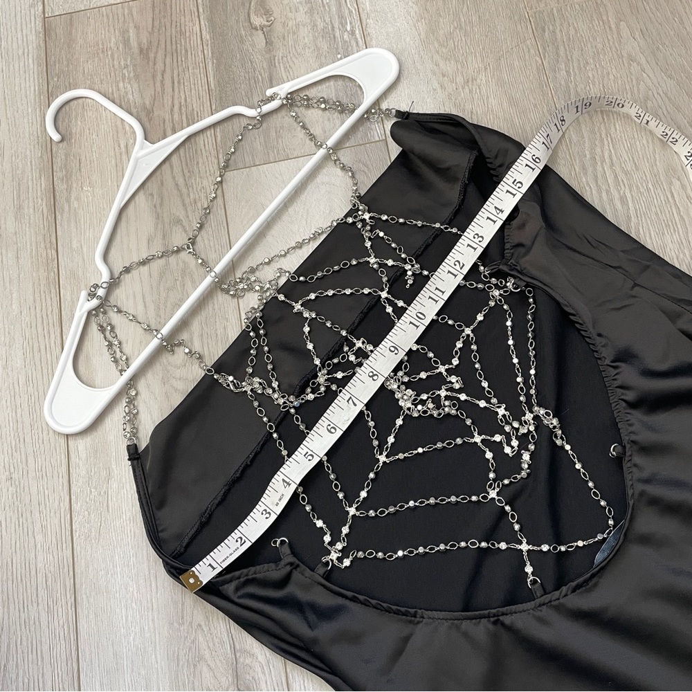 Dolls Kill Dress NWT widow cowl chain back mini womens Black (large) going out - Picture 3 of 7